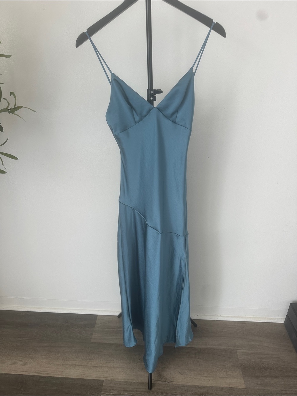 Satin maxi dress lower slit